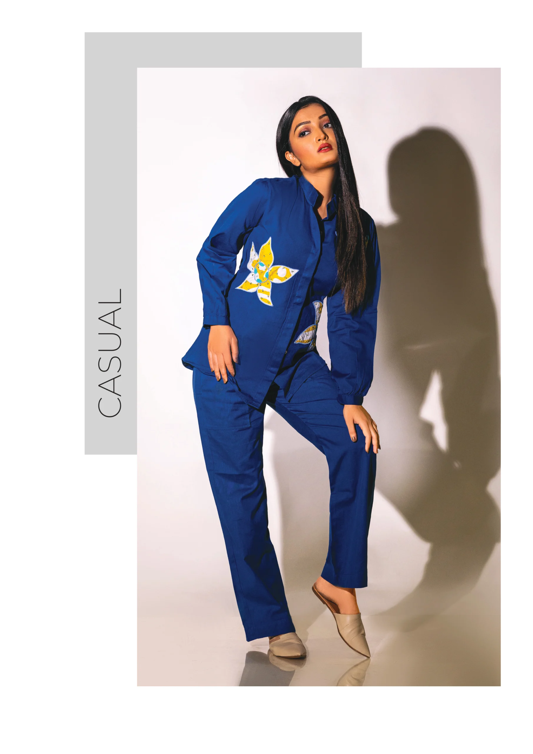 Photography Portfolio Ethnic fusion black floral embroidered anarkali dress with traditional styling and modern photography